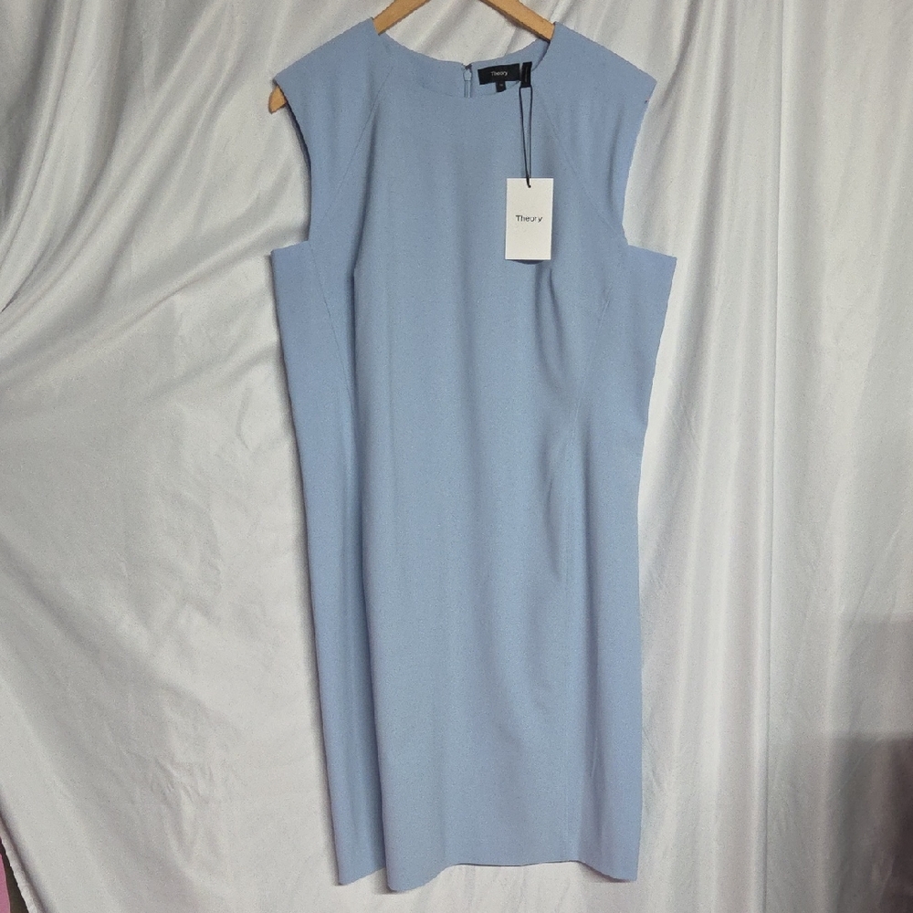 NWT Theory Women's Power Dress Size 16 Sky Blue Midi Classic Suit